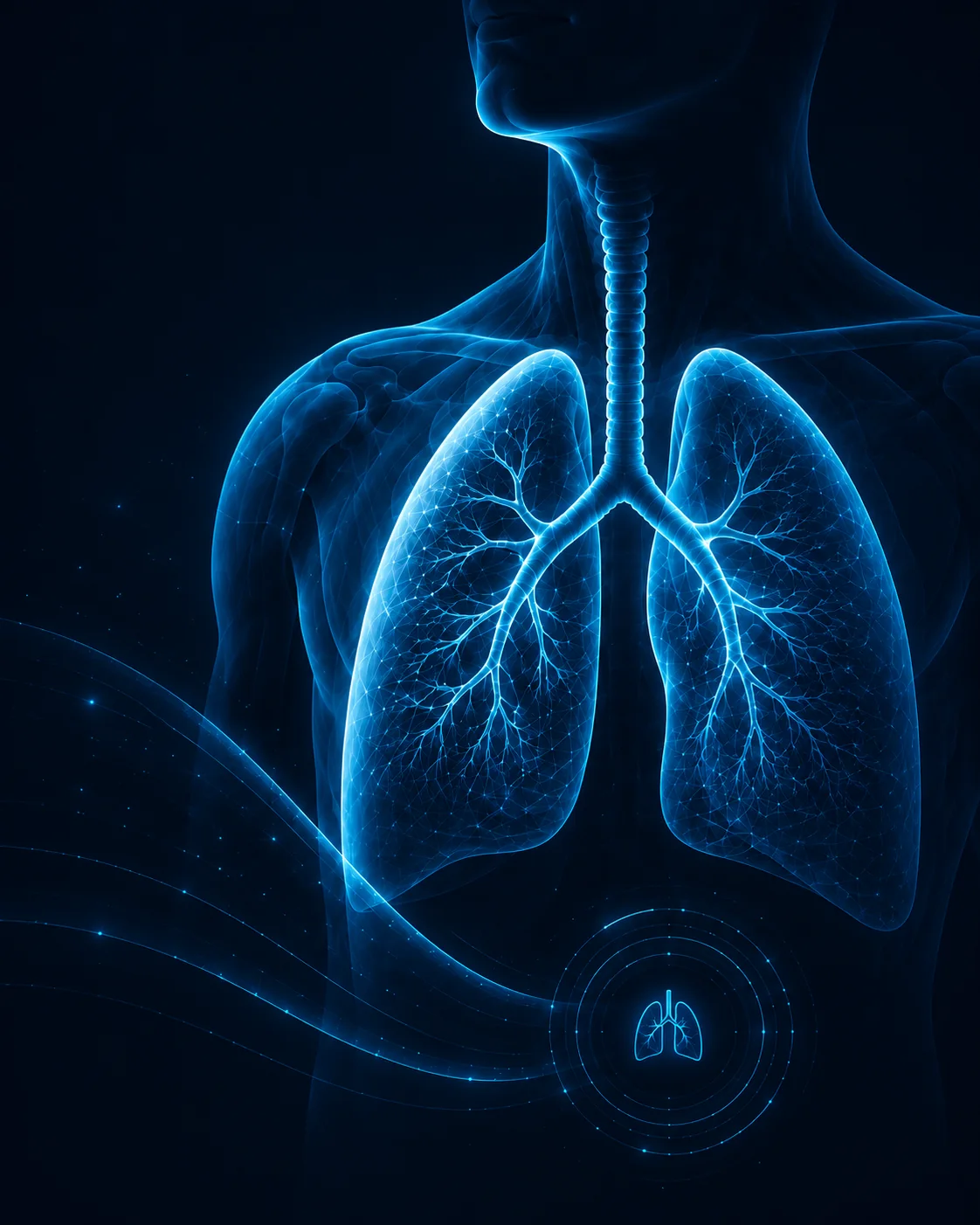Luminous respiratory system anatomy illustration